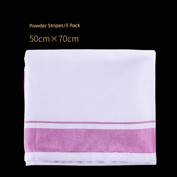 Kalınlaştırılmış Saf Pamuklu Temizlik Havlusu - 50x70cm Pembe Desenli 5'li Paket