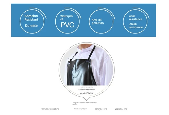 Su Geçirmez Çift Katmanlı Mutfak Önlüğü - 110x80 Siyah Kırmızı - Resim 11