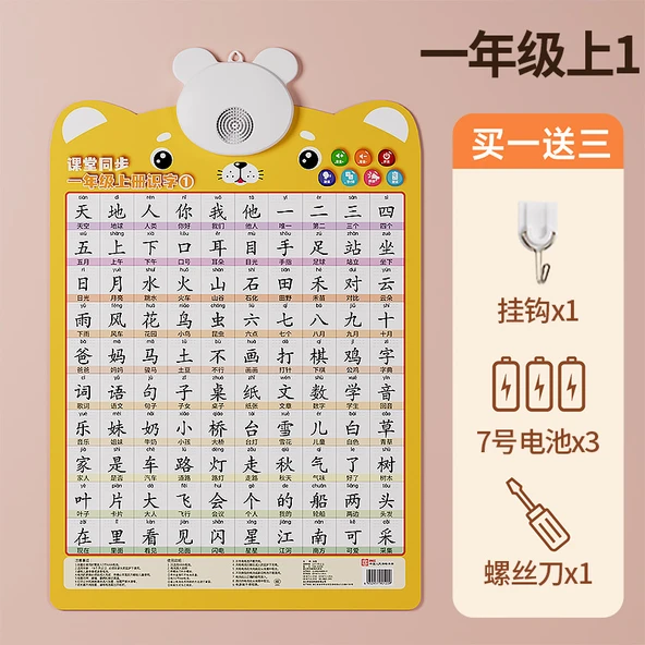 Çocuklar için Çince Pinyin Duvar Tablosu - 1. Sınıf