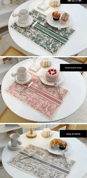 Pamuklu Keten Restoran Masa Örtüsü - Floresan Yeşil D Home 43cmx29cm - 11