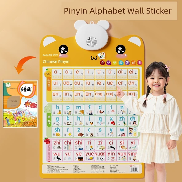 Çocuklar için Çince Pinyin Duvar Tablosu - Pinyin +1-100 + Okuma 1 + Kelime 1 + Kelime 2 - 2