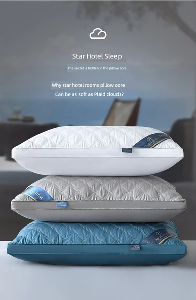 Otel Tipi Yastık - Çift Taraflı Kapitone Gri Alçak Yastık (2 Adet) - 7