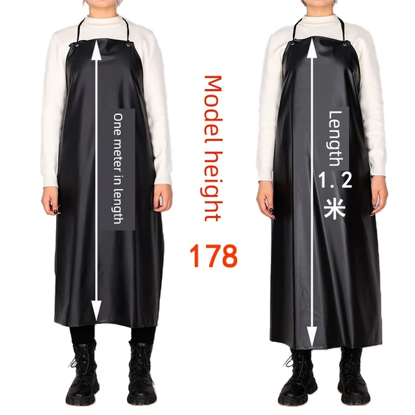 Su Geçirmez Çift Katmanlı Mutfak Önlüğü - 110x80 Siyah Kırmızı - Resim 2