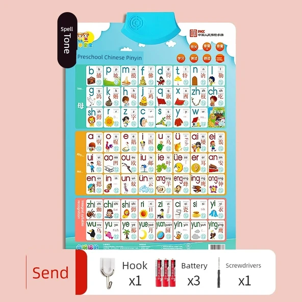 Çocuklar için Çince Pinyin Duvar Tablosu - Standart Çince Pinyin