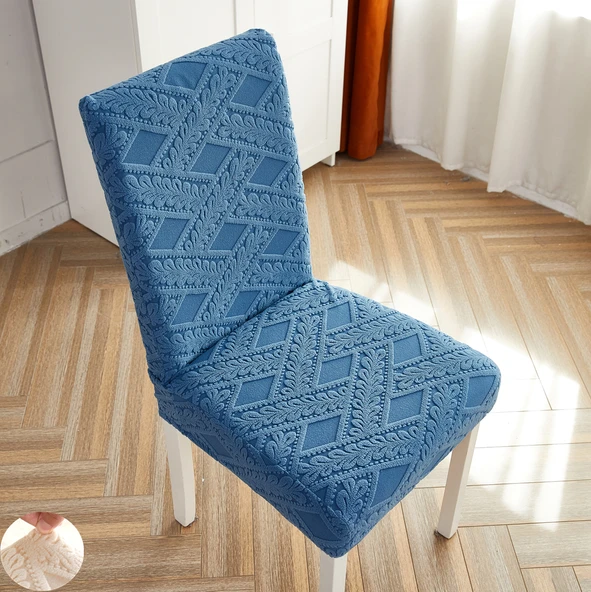 Universal Esnek Sandalye Kılıfı - Tavus Kuşu Mavi (Kalınlaştırılmış Rattan Mavi Gri)