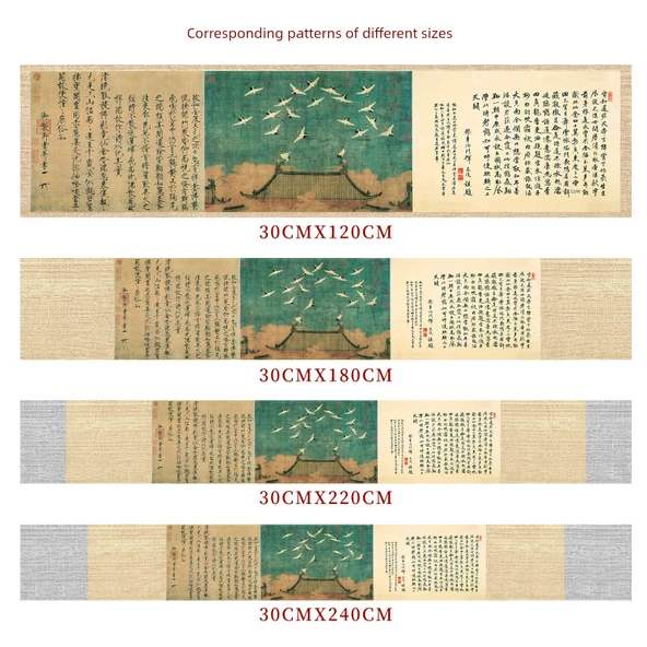 Song Huizong Kuş ve Çiçek Resimleri Diatomit Çay Matı - Zhao Ji-Ruihetu 30cm X 120cm