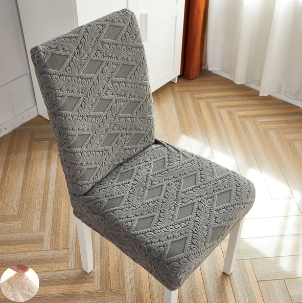 Universal Esnek Sandalye Kılıfı - Koyu Gri (Kalınlaştırılmış Rattan Koyu Gri)
