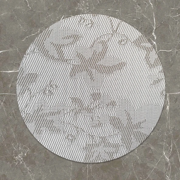 Jakarlı PVC Dokuma Yuvarlak Amerikan Servis - Gri Asma Yaprağı - 32cm
