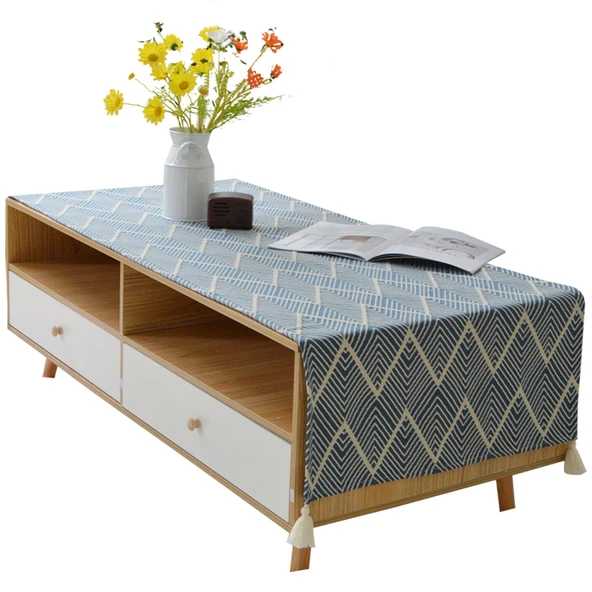 Nordik Pamuklu Keten Sehpa Örtüsü - Açık Sarı 50x150cm - 3