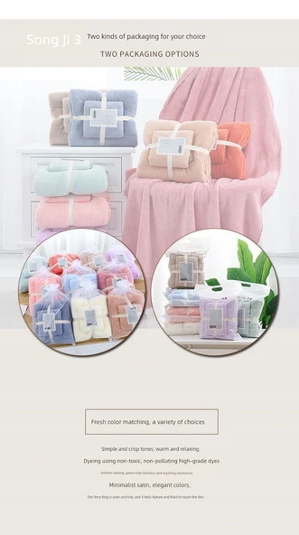 Mercan Polar Havlu Seti - Tuğla Mavi 35x75 El Havlusu + 70x140 Banyo Havlusu - 11