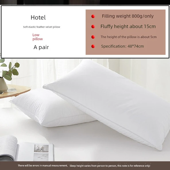Otel Tipi Yastık - Yumuşak, Düşük Sertlikte, Çift Kişilik (Beyaz)
