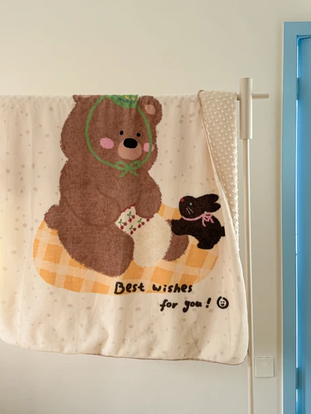 Teddy Ayıcık Desenli Kadife Battaniye - 150x200 cm