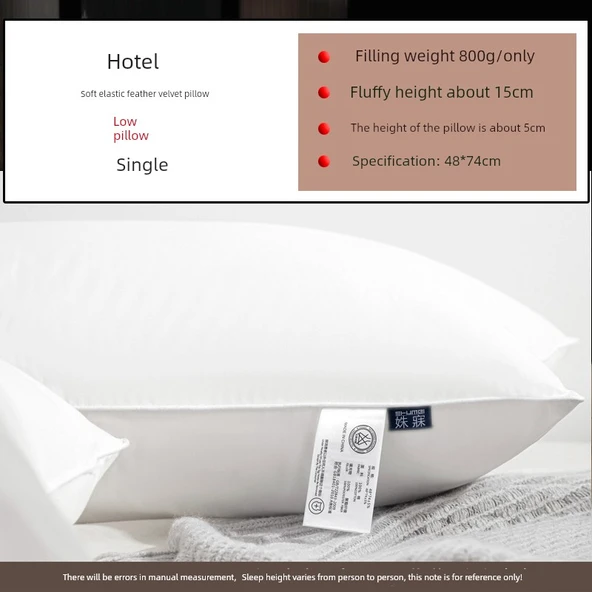 Otel Tipi Yastık - Yumuşak, Düşük Sertlikte, Tek Kişilik (Beyaz)