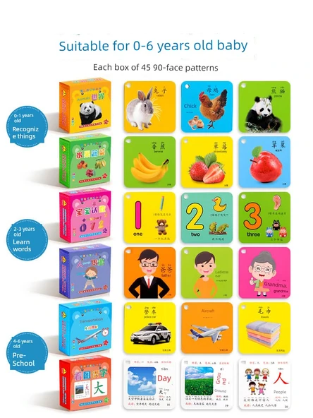 Eğitici Kartlar - Hayvanlar + Taşıtlar + Resimli Okuma Yazma + Meslekler + Sayılar (5 Kutu, 450 Desen) - Resim 2