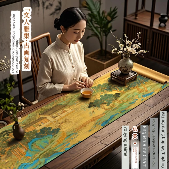 Çin Tarzı Diatomit Çay Altlığı - Qiu Ying-Han Gong Chunxiao Tu A - 30x120cm - 2