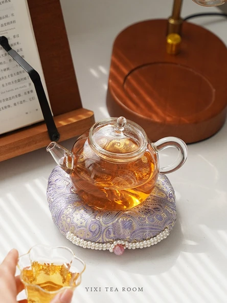 Çin Tarzı Su Emici Bardak Altlığı - Alacakaranlık Mor Dumanı Çay Matı Tang Boncuklu - 2