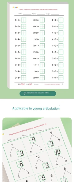 Çocuklar için Matematik Alıştırma Kitabı - 10'a Kadar Ayrıştırma - 10 Kitap (Sınıf Toplu Alım) - 9