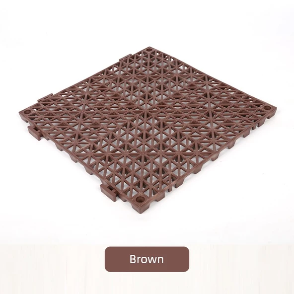Çok Renkli Patchwork Banyo Kaymaz Paspas 30x30cm - Kahverengi