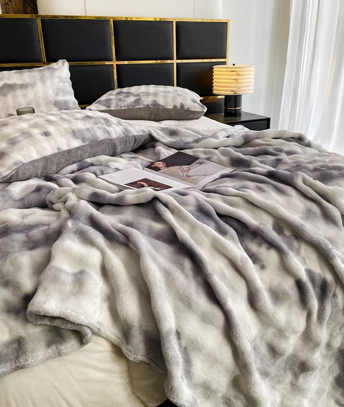 Tavşan Peluş Mercan Polar Battaniye - Halo Zarif Gri - 200x230cm - 8
