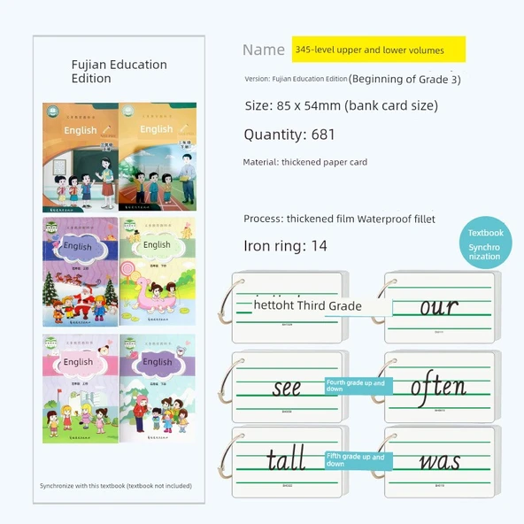 3, 4 ve 5. Sınıf İngilizce Kelime Kartları - Fujian Eğitim - 681 Kart