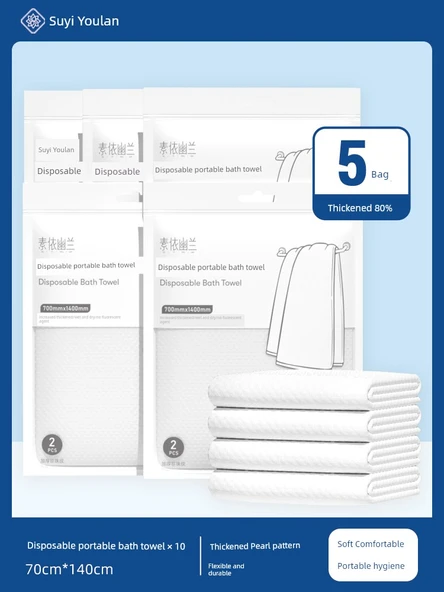 Seyahat Tipi Tek Kullanımlık Banyo Havlusu - [Kalınlaştırılmış %80] - 10 Adet
