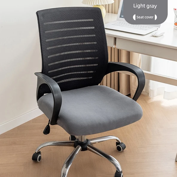 Ofis Koltuğu Kılıfı - Yüksek Esnek - Kalınlaştırılmış - Açık Gri - Büyük Boy (45-52cm)