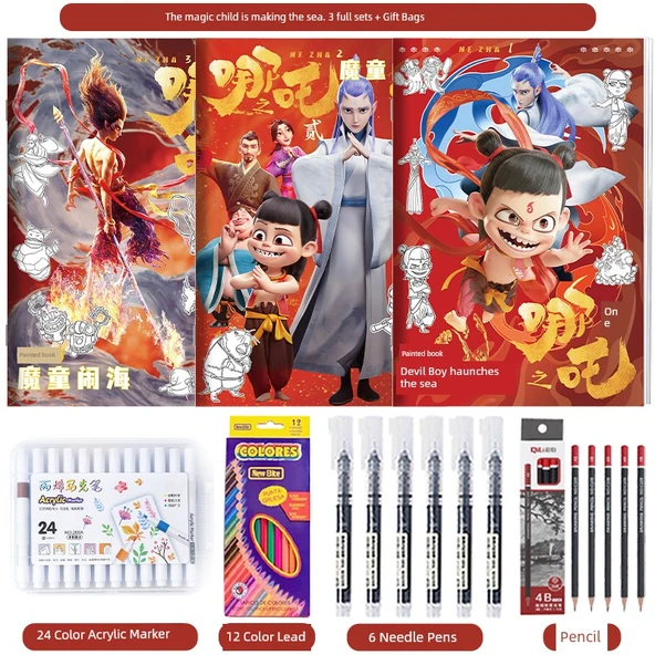 Nezha Naohai 3 Boyama Kitabı + Büyük Hediye Seti