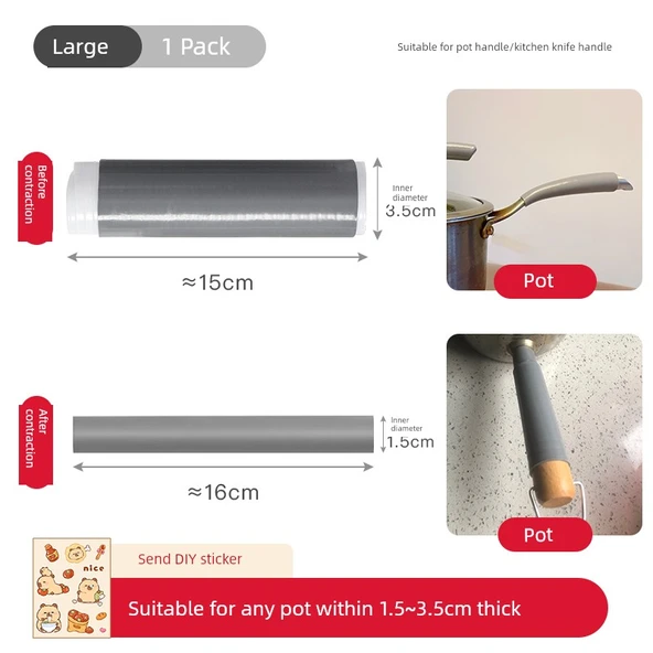 Silikon Tencere Sapı Tutucu - Yeni Model Büyük Boy + Sticker