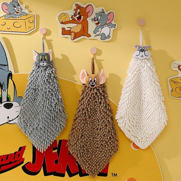 Şönil Karikatürlü El Havlusu - Kare Tom Kedi Gri - 3