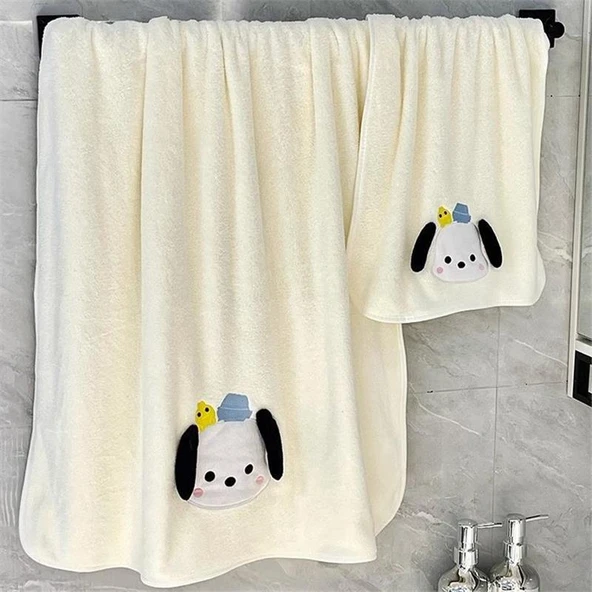 Çocuk Karikatür Mercan Polar Banyo Eteği - Gökyüzü Mavisi Paşa Köpek (70x140cm) - 3