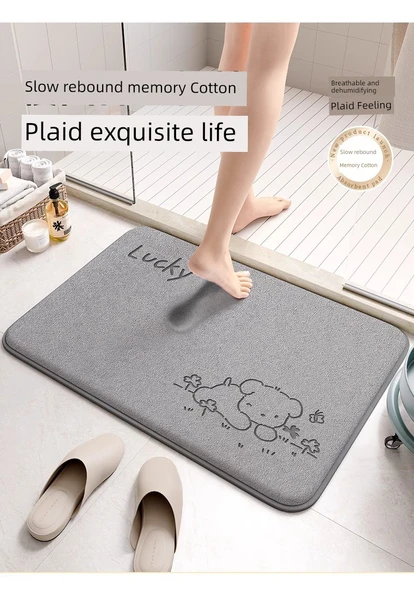 Banyo Paspası - Zengin Köpek Gri - 40x60cm - Kalınlaştırılmış Mercan Polar - 10