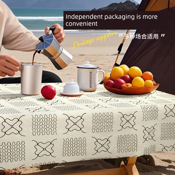 Kamp Tek Kullanımlık Masa Örtüsü Xinyi Küp 0.8x1.4m [20'li Paket] Rüzgar Geçirmez Klipsli - 2