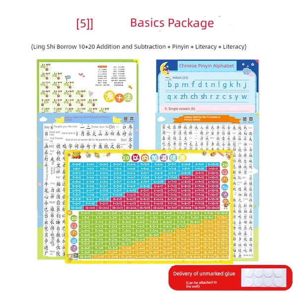 Çocuklar için Duvar Tabloları - Toplama Çıkarma - 10+20 Toplama Çıkarma + Pinyin + Okuma Yazma
