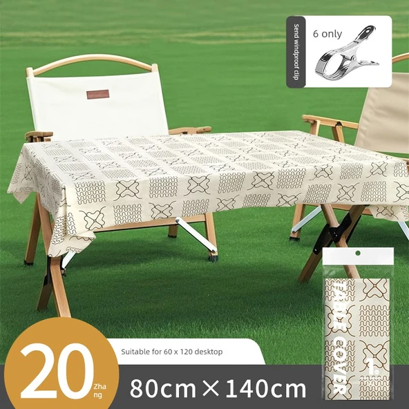 Kamp Tek Kullanımlık Masa Örtüsü Xinyi Küp 0.8x1.4m [20'li Paket] Rüzgar Geçirmez Klipsli