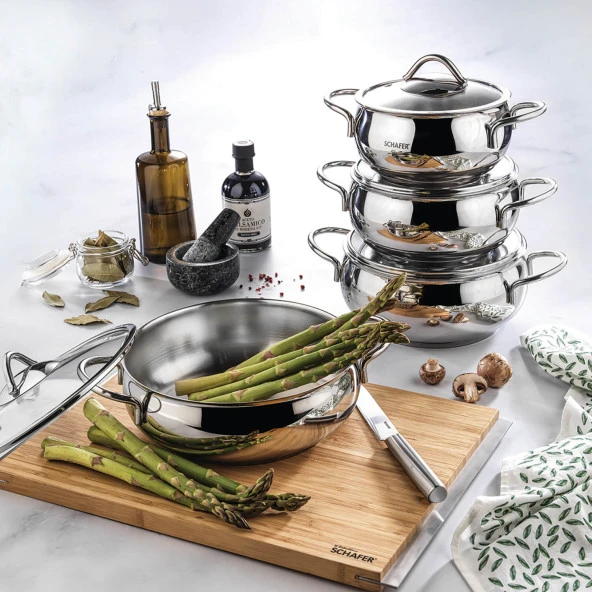 Schafer Cookhaus Çelik Tencere Seti 8 Parça-Inox