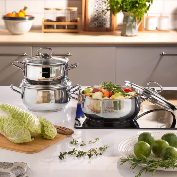 Schafer Cookhaus Çelik Tencere Seti 6 Parça-Gümüş - 2