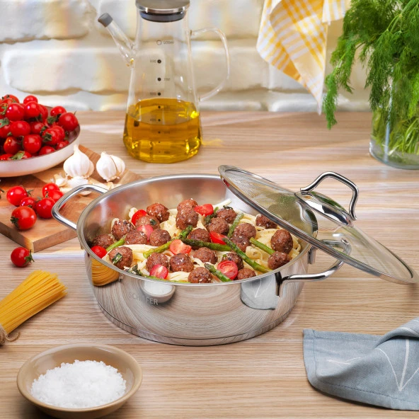 Schafer Held Çelik Basık Tencere 24 Cm 2 Parça-Inox