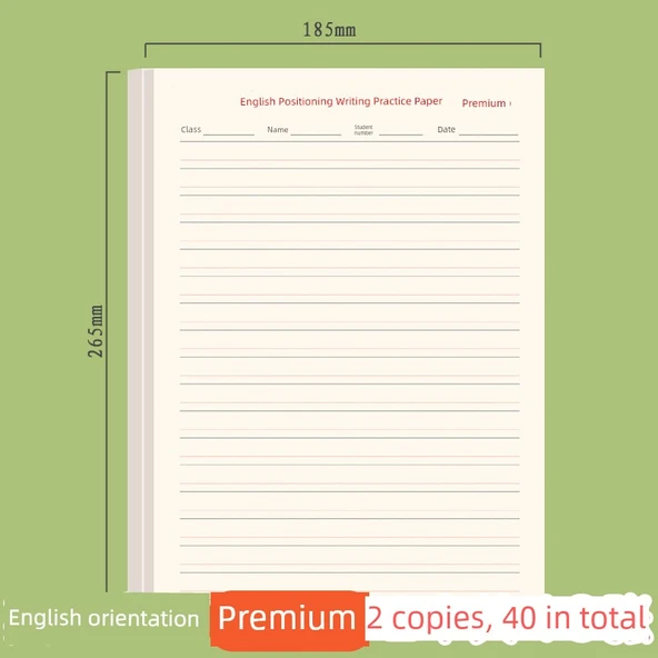 İngilizce Pratik Kaligrafi Kağıdı - [Şık] İngilizce Konumlandırma Yazma Alıştırma Kağıdı (1 Paket, 2 Kopya, 40 Sayfa)