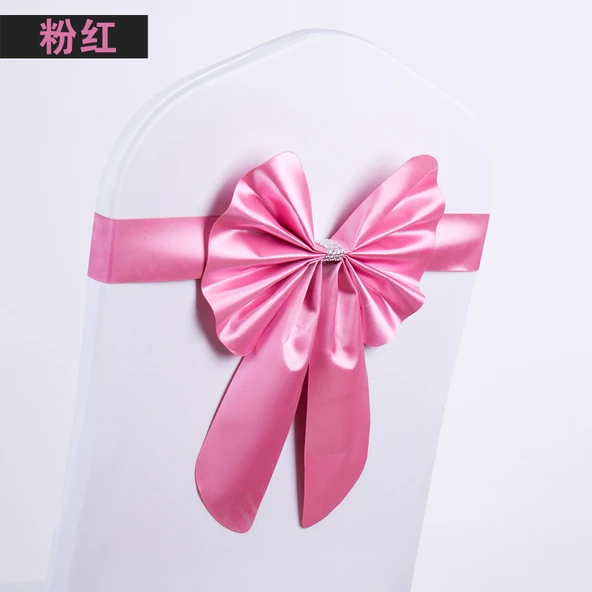 Elastik Nikah Sandalye Fiyonk Bağlama - Şampanya Altın - Resim 4