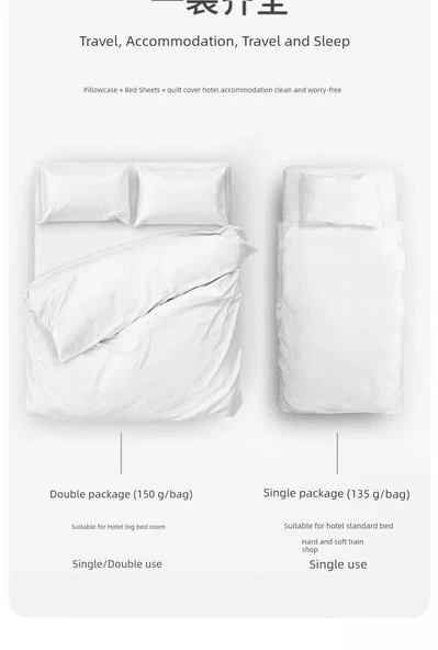 Tek Kullanımlık Seyahat Otel Çift Kişilik Dörtlü Set - 5 Set (Model 2) - 9