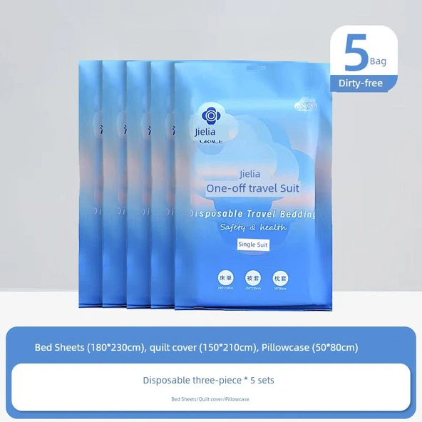Tek Kullanımlık Seyahat Otel Tek Kişilik Üçlü Set - 5 Set (Model 1)