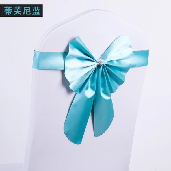 Elastik Nikah Sandalye Fiyonk Bağlama - Şampanya Altın - Resim 5