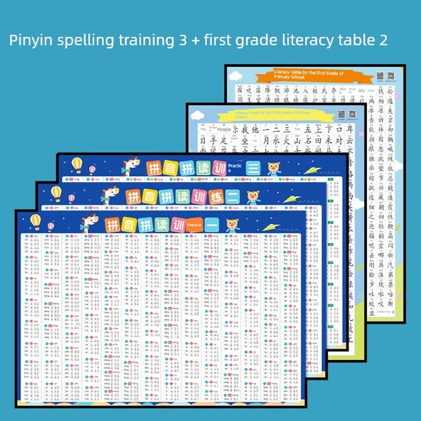 Pinyin Alfabe Duvar Tablosu - [5] Pinyin Yazım Eğitimi + Bir Yıllık Okuma Yazma Tablosu