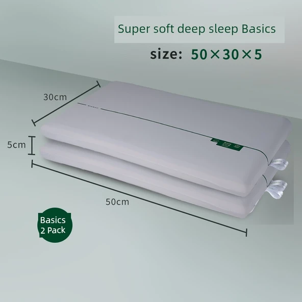 Basınçsız Yavaş Esneyen Visco Yastık - Derin Uyku Temel 5cm [2 Adet] 50x30x5