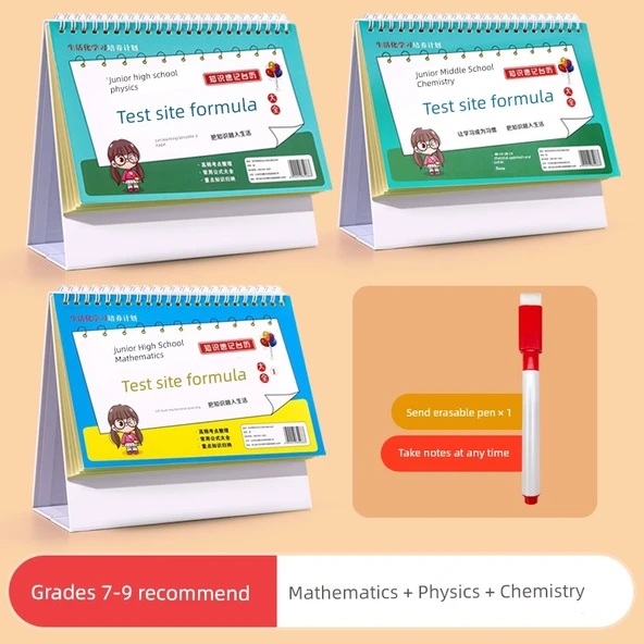 Ortaokul Matematik Fizik Kimya Formülleri Masa Takvimi - 3'lü Tayvan Takvimli