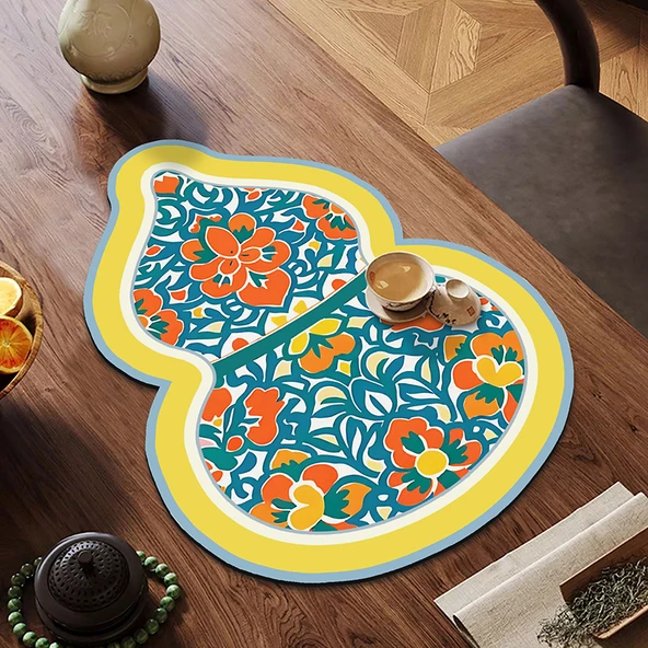 Su Emici Hızlı Kuruyan Çay Matı - Kabak Desen -04 - 30x40cm