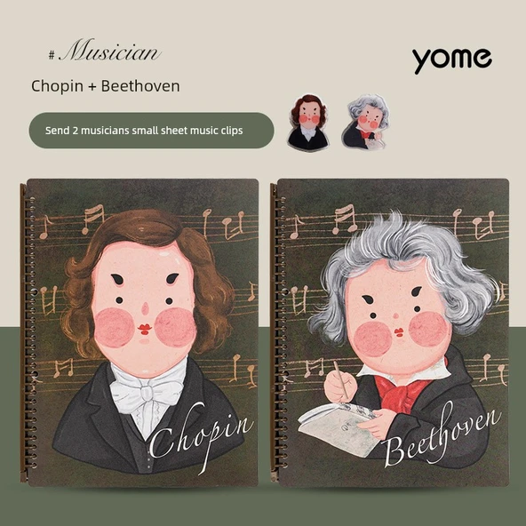 Yome Müzik Piyano A4 Notası Klasörü - Chopin + Beethoven (Standart İç Sayfalar)