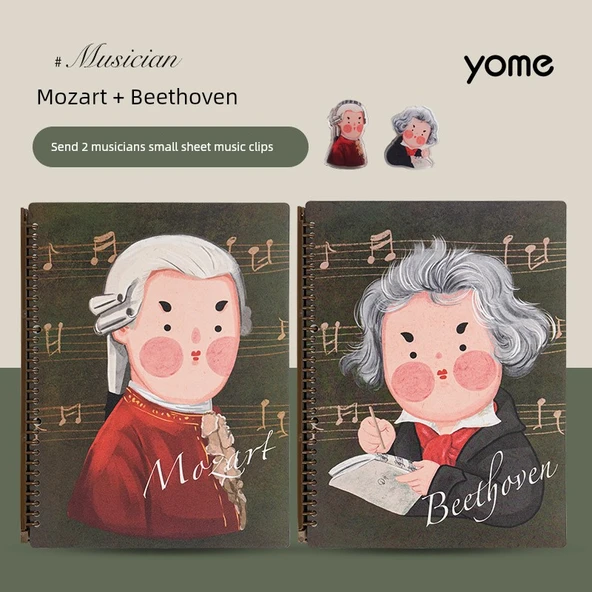 Yome Müzik Piyano A4 Notası Klasörü - Mozart + Beethoven (Standart İç Sayfalar)