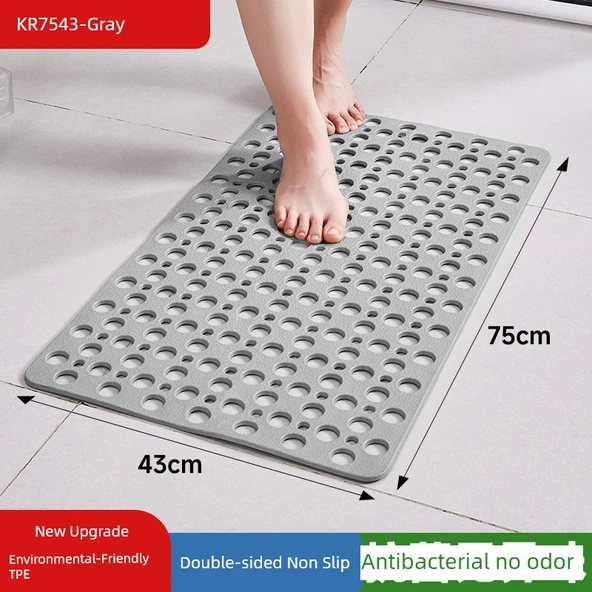 Kaymaz Banyo Paspası - 75x43cm Gri - Ayak Masajlı