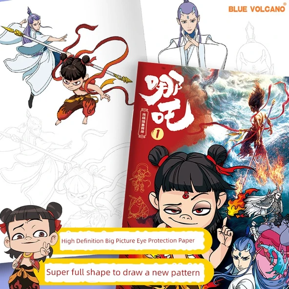 Nezha Sihirli Çocuk Boyama Kitabı - Hangi Sihirli Çocuk Denizi Yaptı 5 + 24 Renkli Marker (5 Adet) - Resim 3